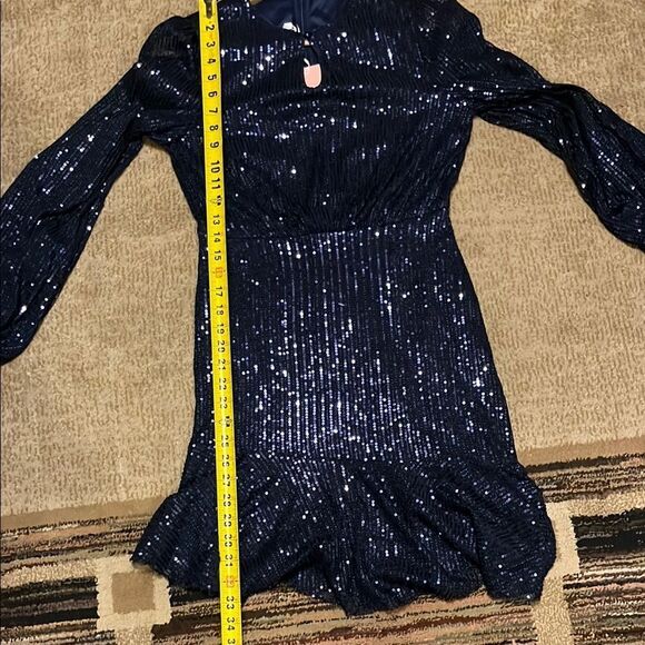 Sparkling Navy Sequin Dress - Picture 12 of 13